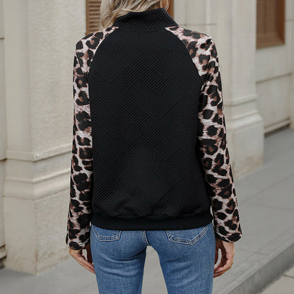 Damen Freizeitpullover mit Druckknöpfen und Tiermuster Grau
