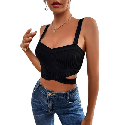 Damen Crop- Figurbetont Cut-Out Rippdesign Eveloria