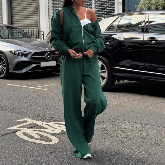 Damen Sweat-Set Komfort aus Baumwolle Grau - Eveloria