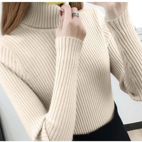 Damen Rollkragenpullover Rippstruktur Eveloria