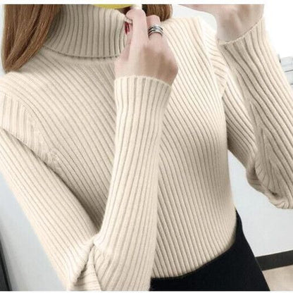 Damen Rollkragenpullover Rippstruktur Eveloria