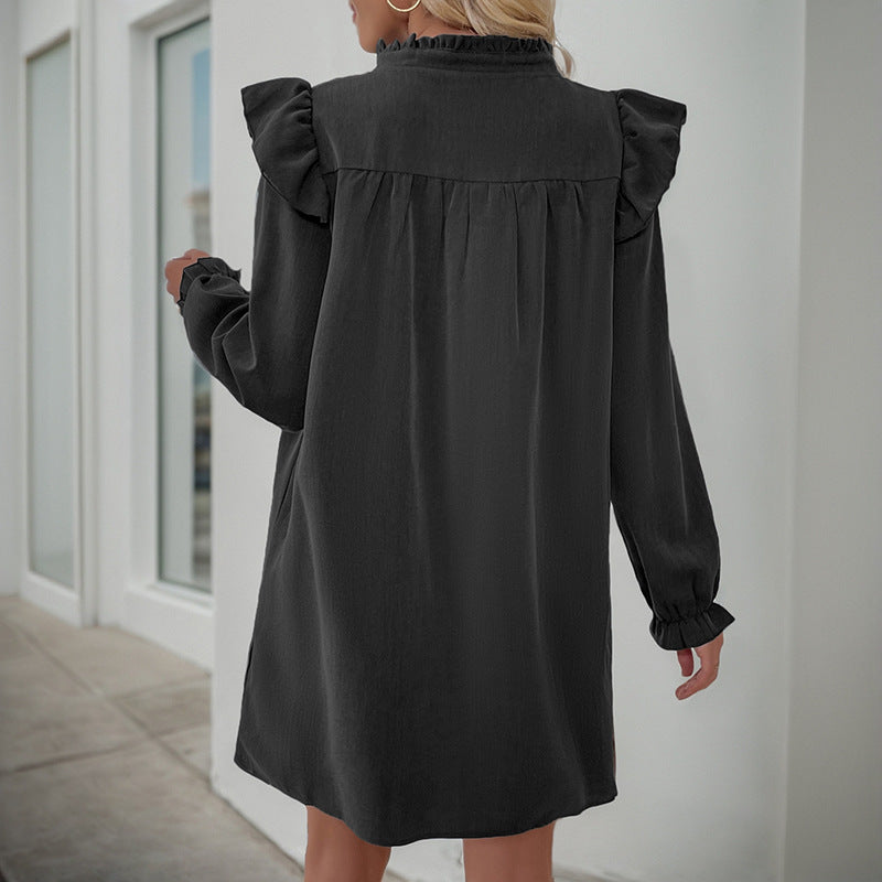 Damen Freizeitkleid Rüschendetails Eleganter Schnitt
