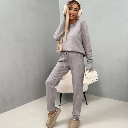 Damen Fleece-Lounge-Set Elastischer Bund Weich Grün - Eveloria