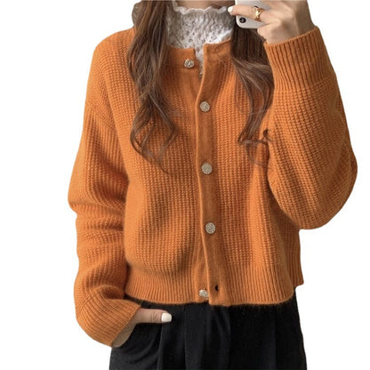 Damen Strickjacke Weit Schnitt Mit Knöpfen Beige