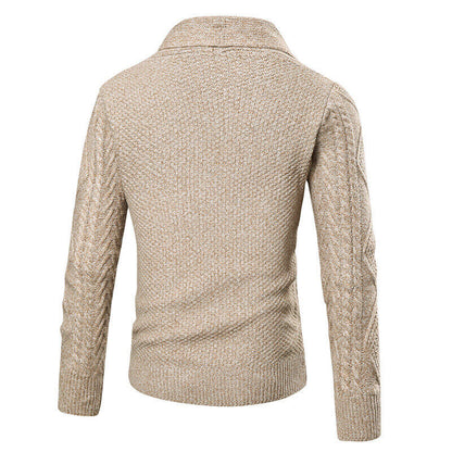 Herren Strickcardigan Zopfmuster Aufgesetzte Taschen Beige