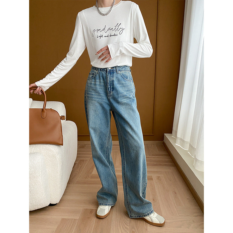 Damen Weite Hochtaillierte Jeans Eveloria