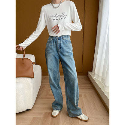 Damen Weite Hochtaillierte Jeans Eveloria