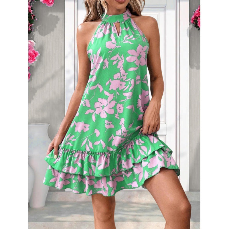 Damen Sommerkleid Rüschen-Design Floralmuster Eveloria