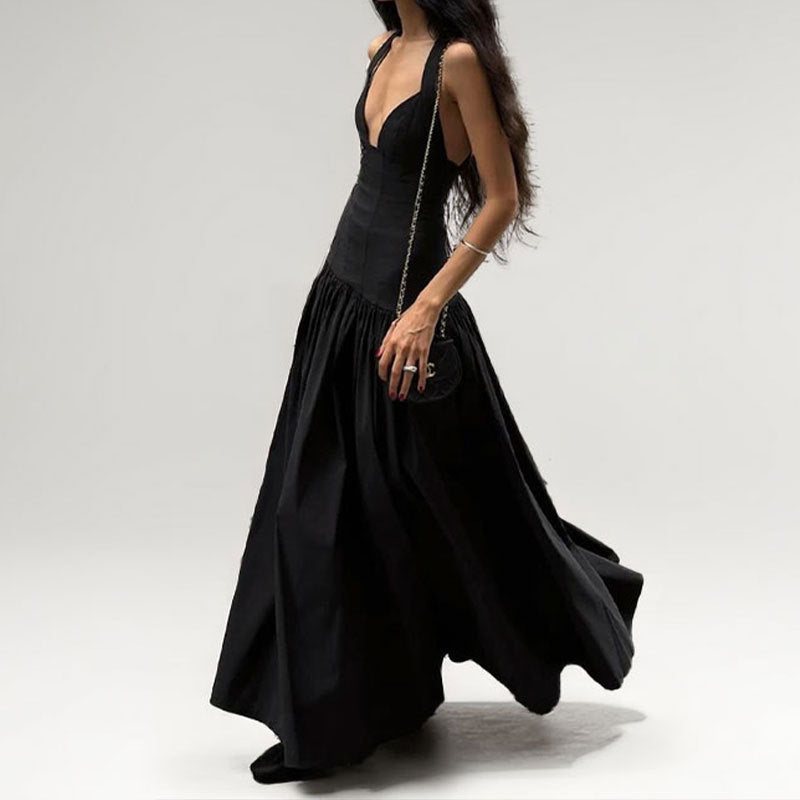 Damen Abendkleid V-Ausschnitt Aufwendiger Rock Eveloria