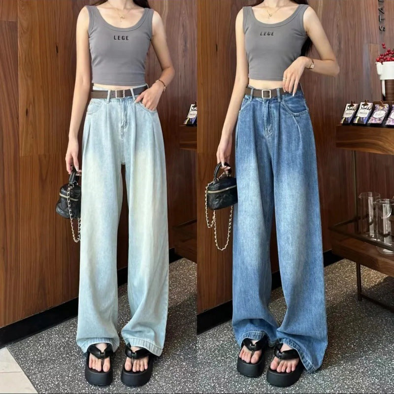 Damen Weite Jeanshose Hochbund Eveloria - Eveloria