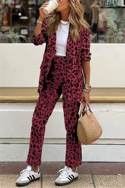 Damen Blazeranzug Animal-Print Modern