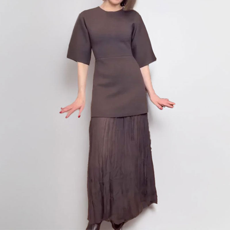 Damen Maxikleid Elegantes Falten-Design Moderner Schnitt