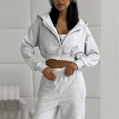 Damen Sportliche Hoodie Jogginghose Set Baumwolle