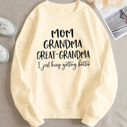 Damen Sweatshirt Familienaufdruck Bequem Grau Eveloria