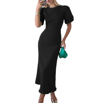 Damen Maxikleid Voluminöse Ärmel Figurbetonter Schnitt Eveloria