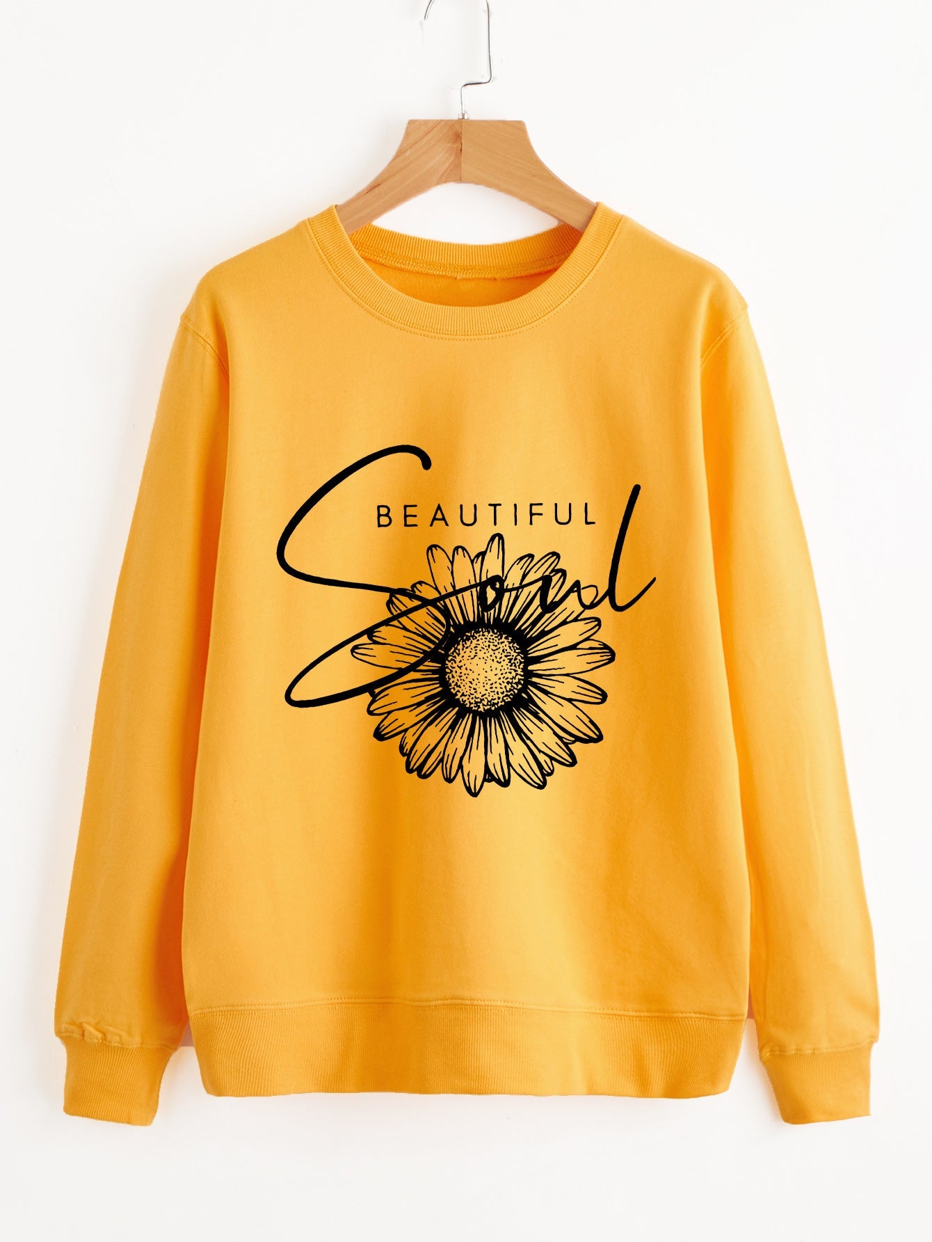 Damen Sweatshirt Floralmuster Mit Schriftzug Eveloria