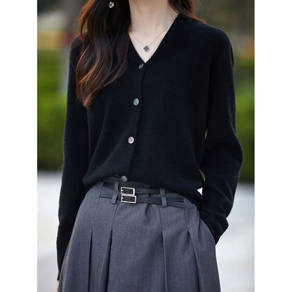 Damen Cardigan Knopfverschluss Luxusmaterial Eveloria