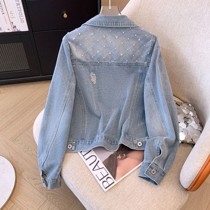 Damen Jeansjacke mit Perlendetails