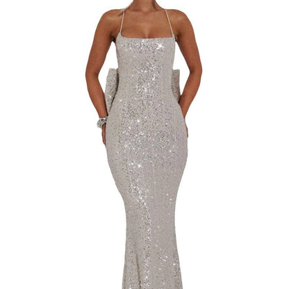 Damen Abendkleid mit Pailletten und Trägern