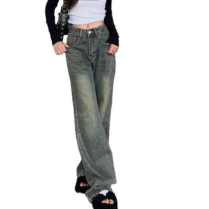 Damen High-Waist Denim-Jeans Weit Eveloria