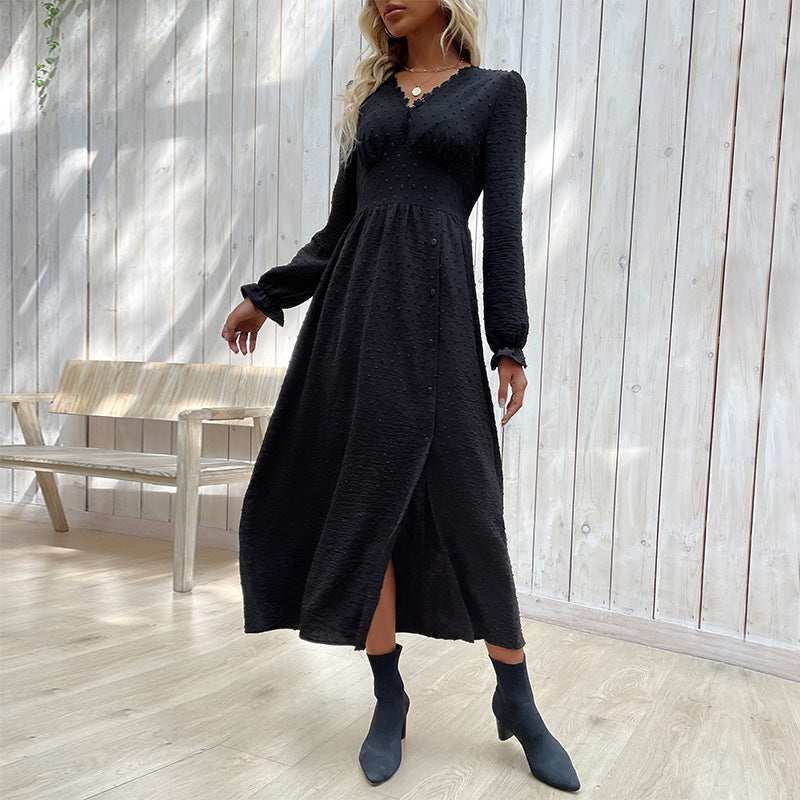 Damen Elegantes Knielanges Kleid mit Knopfdetails Eveloria