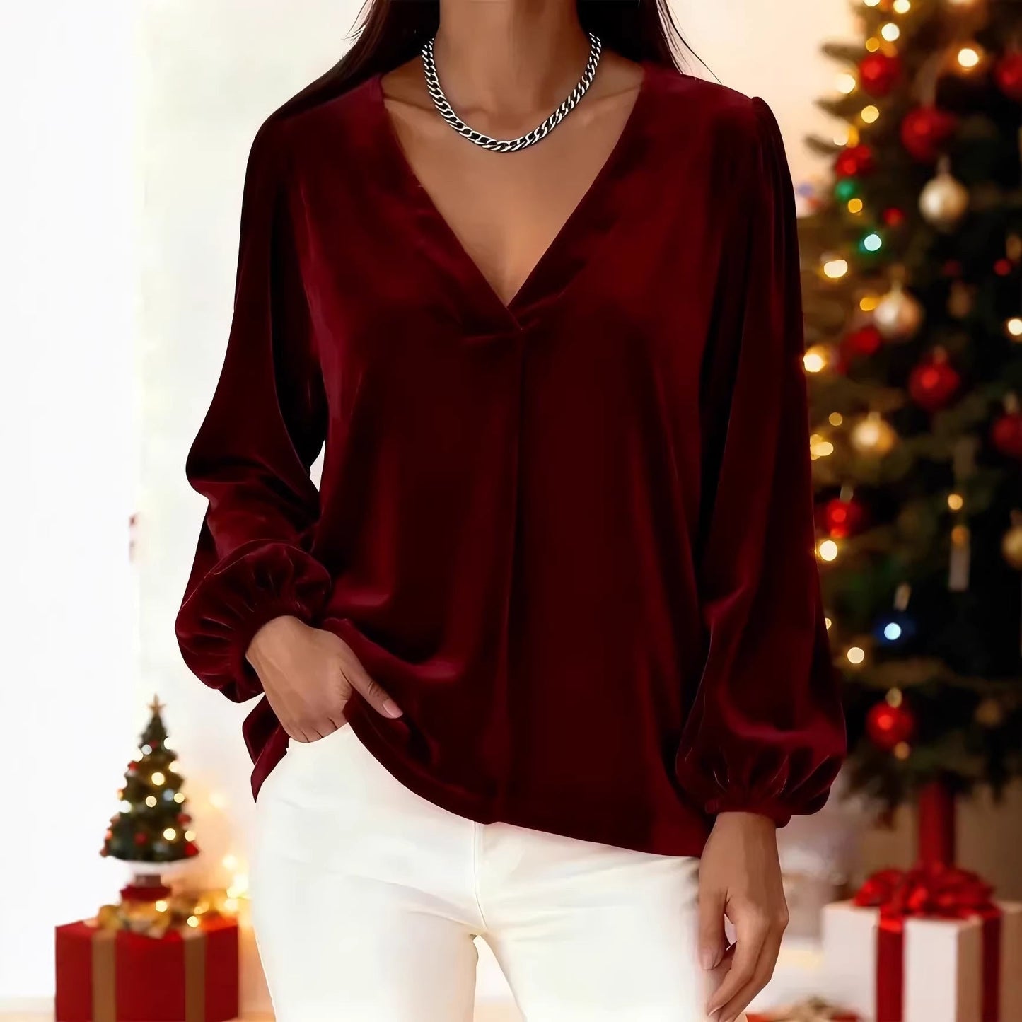 Damen Viskosebluse Ballonärmel Eveloria
