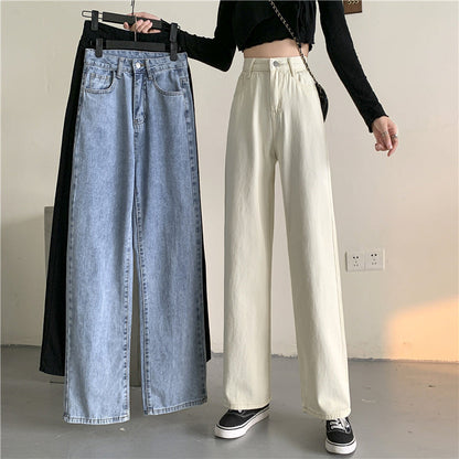 Damen Highwaist Jeans Weit Bequem Blau Eveloria - Eveloria