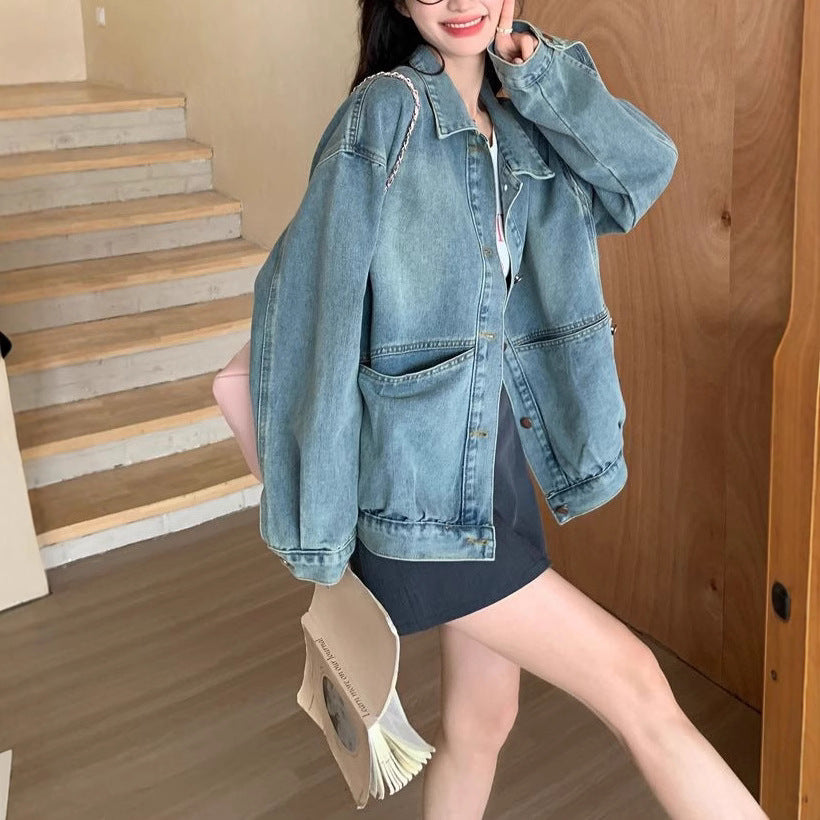 Damen Oversized Jeansjacke Relaxed Fit Eveloria