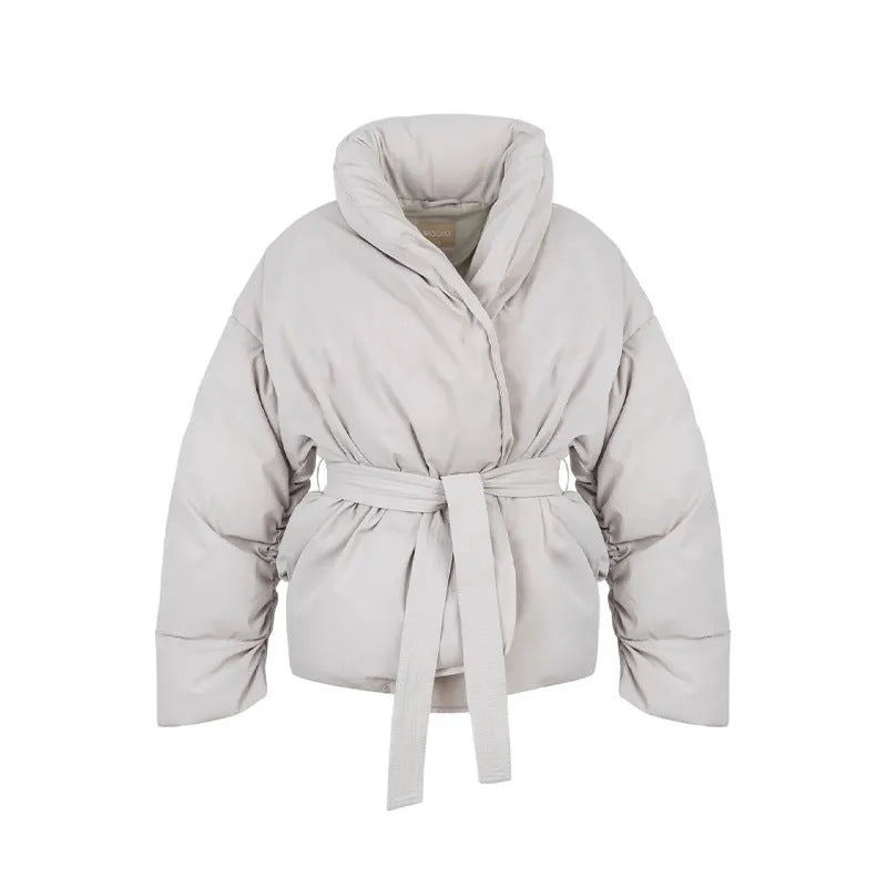 Damen Gefütterte Jacke Mit Bindegürtel Eveloria