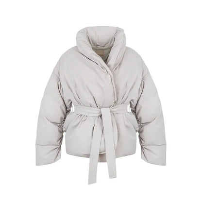 Damen Gefütterte Jacke Mit Bindegürtel Eveloria