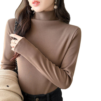 Eveloria Damen Langarm-Oberteil Hochkragen Slim Fit
