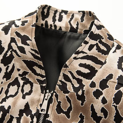 Damen Bomberjacke Leopardenmuster