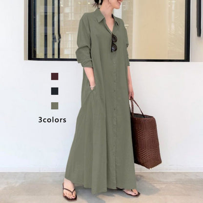 Damen Hemdblusenkleid Langärmlig Mit Seitentaschen Eveloria