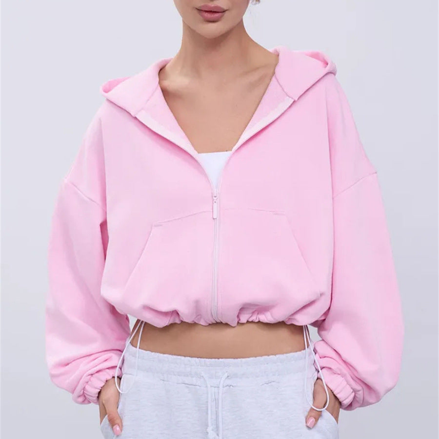 Damen Kapuzenpullover Cropped Voluminöse Ärmel Eveloria