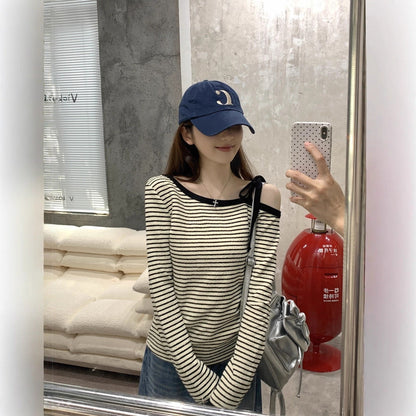 Damen Langarmshirt Asymmetrisch mit Trägerdetail