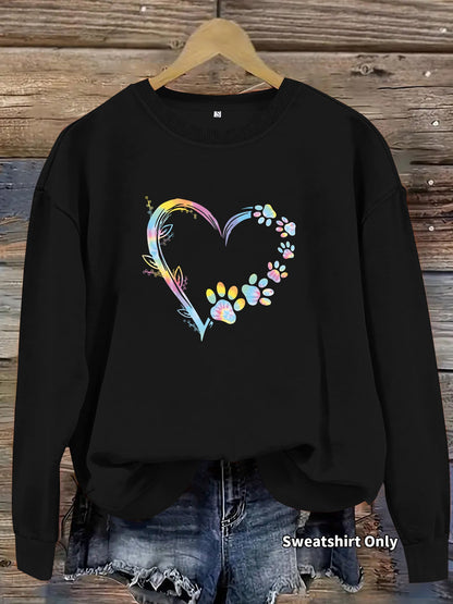 Damen Sweatshirt Florales Herzdesign Bequem Grau