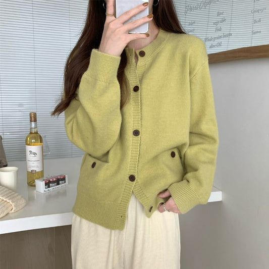 Damen Strickcardigan mit Taschen und Knopfverschluss Eveloria - Eveloria