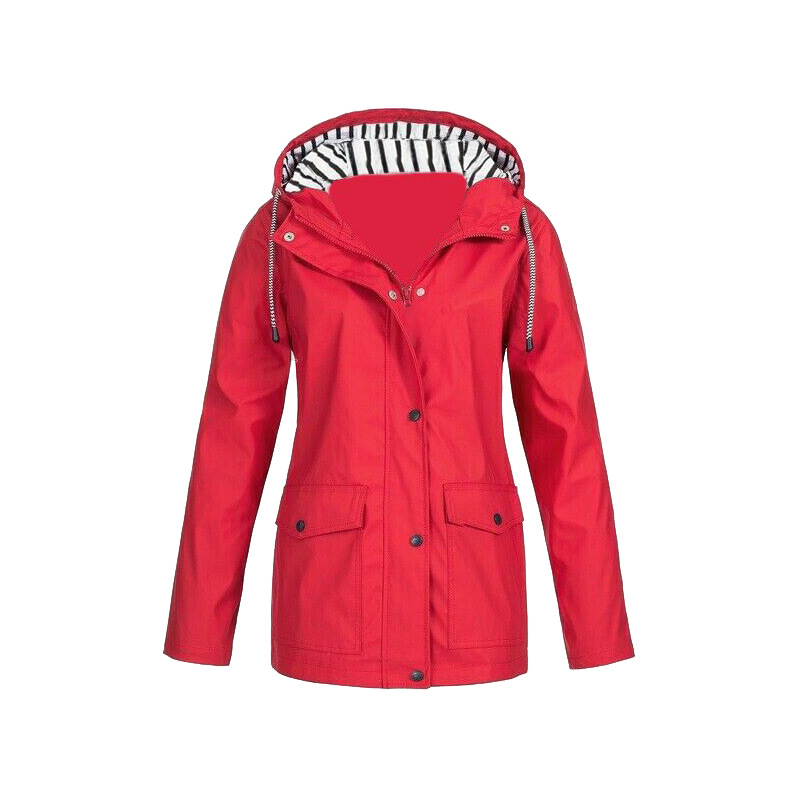 Damen Regenjacke mit Kapuze Reißverschluss