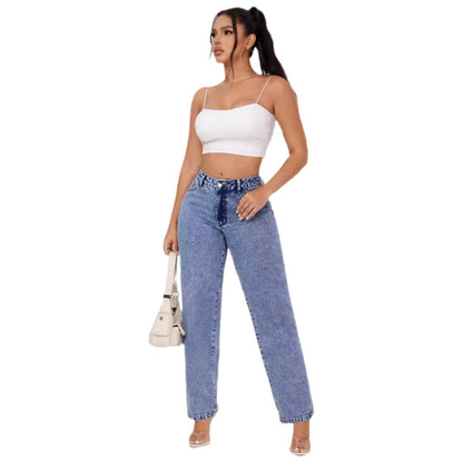 Damen High-Waisted Jeans Weites Bein Eveloria