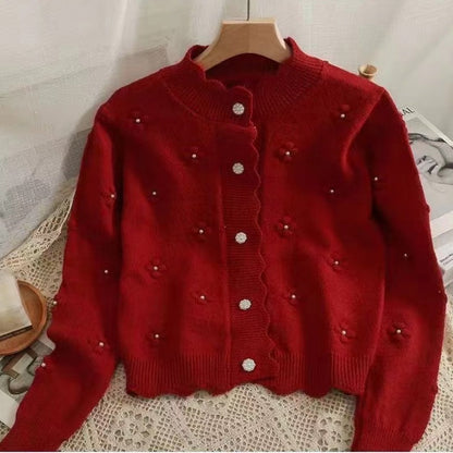 Damen Strickjacke Blumenapplikationen Kuscheljacke Eveloria