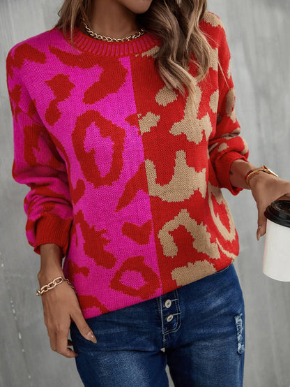 Damen Pullover Leo-Muster Farbenfroh Eveloria