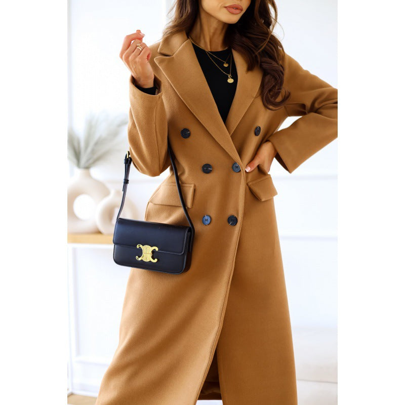 Damen Wollmantel Elegantes Design Doppelter Knopf