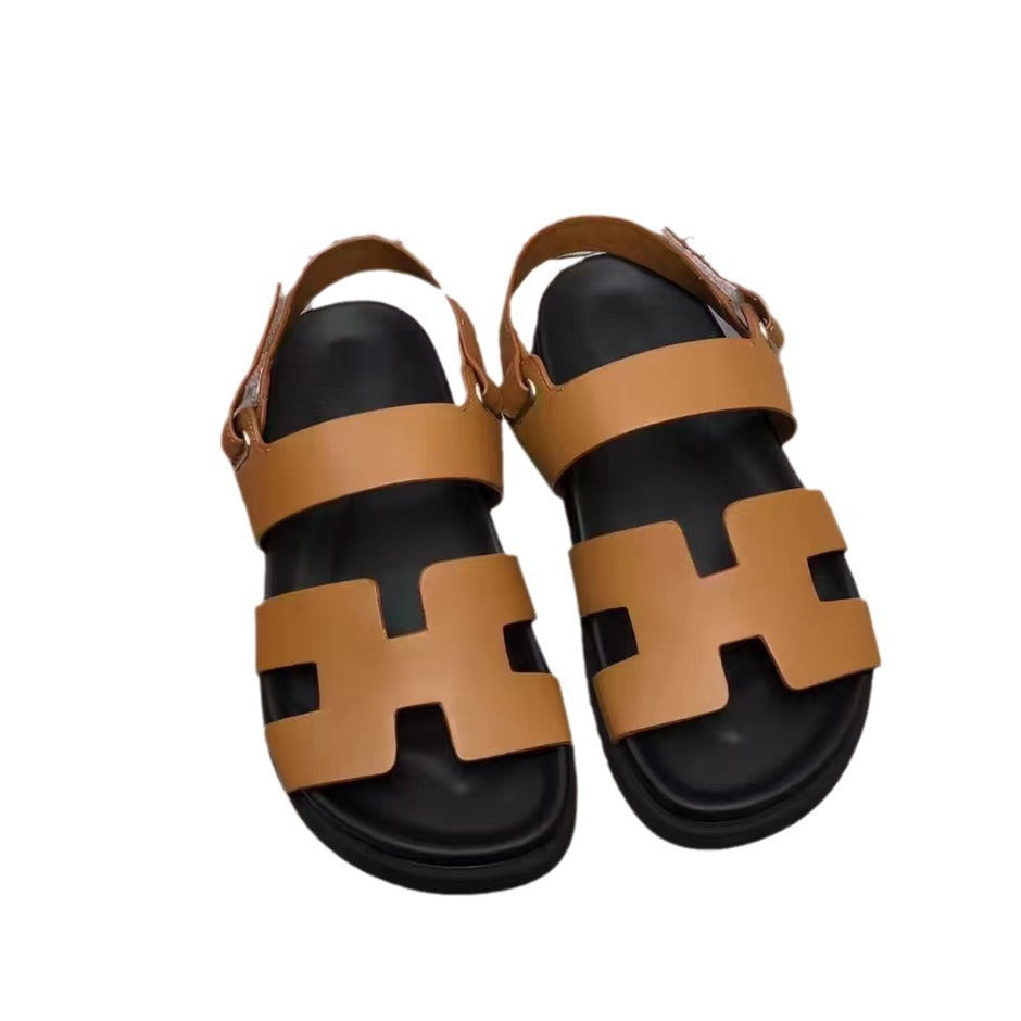 Herren Sandalen Leder Braun Eveloria