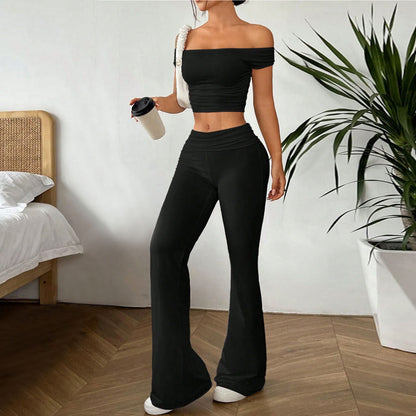 Damen Crop- und High-Waist-Hosen Set Eveloria - Eveloria