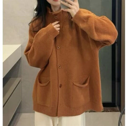 Damen Strickjacke Kuschelig Mit Taschen Grau Eveloria - Eveloria