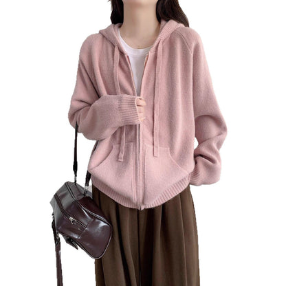 Damen Oversized Kapuzenjacke Kurz Schnitt Praktische Taschen