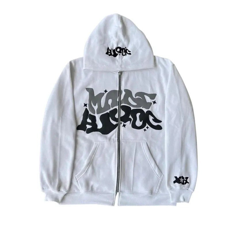 Damen Sportjacke Graffiti-Stil Kapuzenjacke Grau Eveloria
