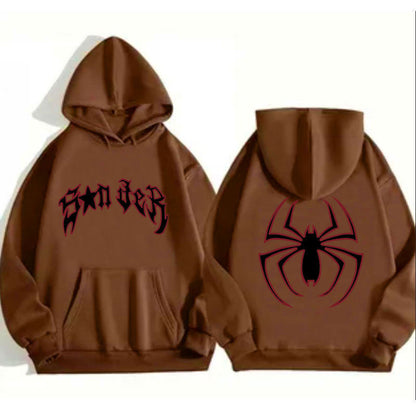 Damen Kapuzenpullover Spinnenmotiv Grobdruck Eveloria