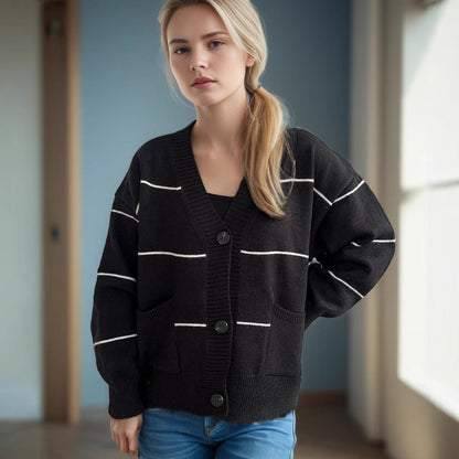 Damen Strickjacke mit Taschen und Knöpfen Eveloria - Eveloria