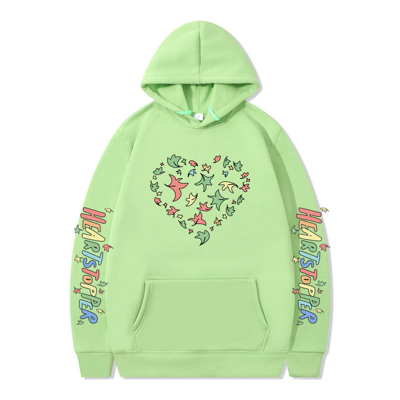 Damen Kapuzenpullover Herz- und Blattmotiv Eveloria